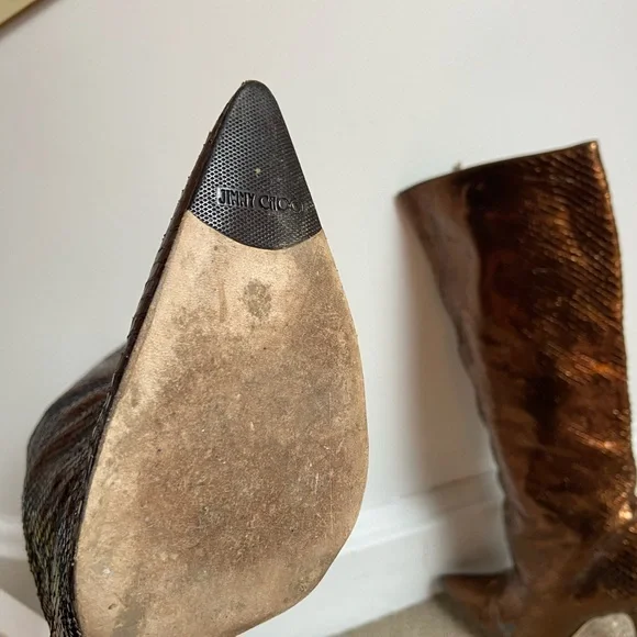 Jimmy Choo Mavis Python Metallic Boots - Picture 14 of 16